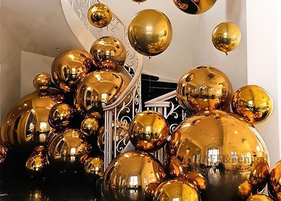 Party Decorations Shiny Metallic Gold PVC Inflatable Mirror Balloon