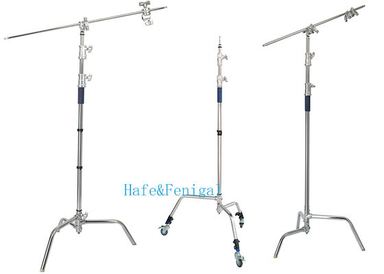 Professional Stainless Steel C-Stand Grip Stand with Boom Arm, Turtle Base & Adjustable Sections