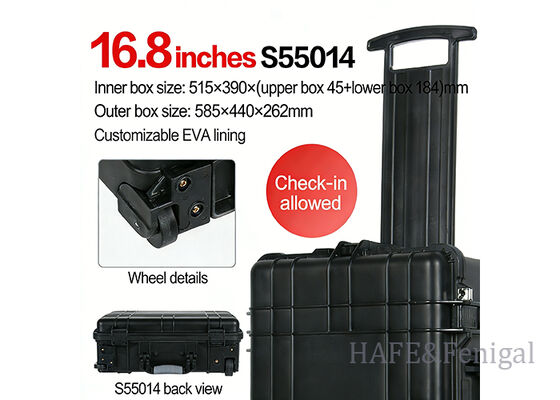 Plastic Equipment Trolley Case Waterproof Case Sponge Toolbox Shockproof Case