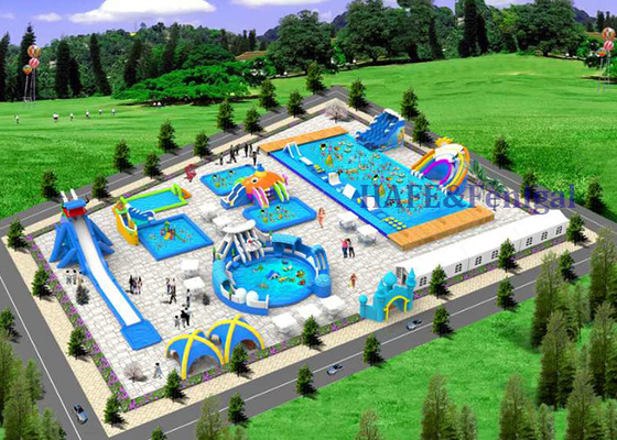 Outdoor Inflatable Water Park With Big Water Pool And Water Game Toys