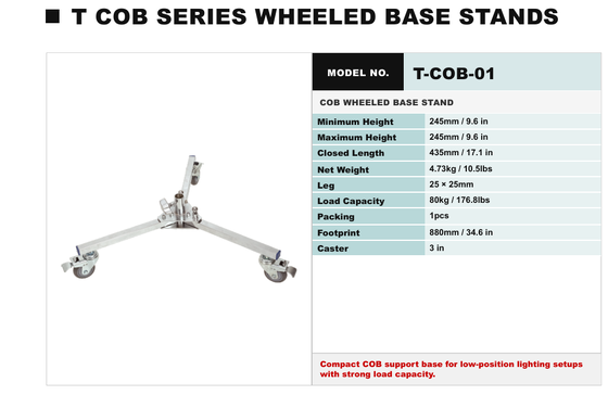 TCOB Series Cine-Grade Steel Light Stand z wysokiej klasy konstrukcją podwójnego użytku i odłączalnymi nogami
