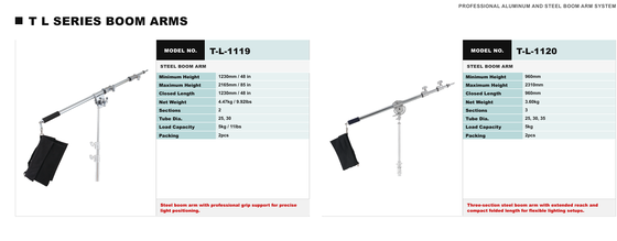 TL Series High-Grade Steel Boom Arm Stand z pojemnością 5 kg i ultra-kompaktowym składaniem do użytku w studiu