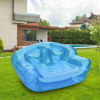 Niestandardowy nadmuchiwany sofa z motywem niebieskiego nieba i przenośna nadmuchiwana kanapa z PVC odpornego na rozdarcia dla stylowych, markowych miejsc siedzących